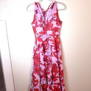Eliza J Floral High Neck Tiered Chiffon Midi Dress